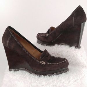 Marc Fisher Penny Loafer Wedges Suede